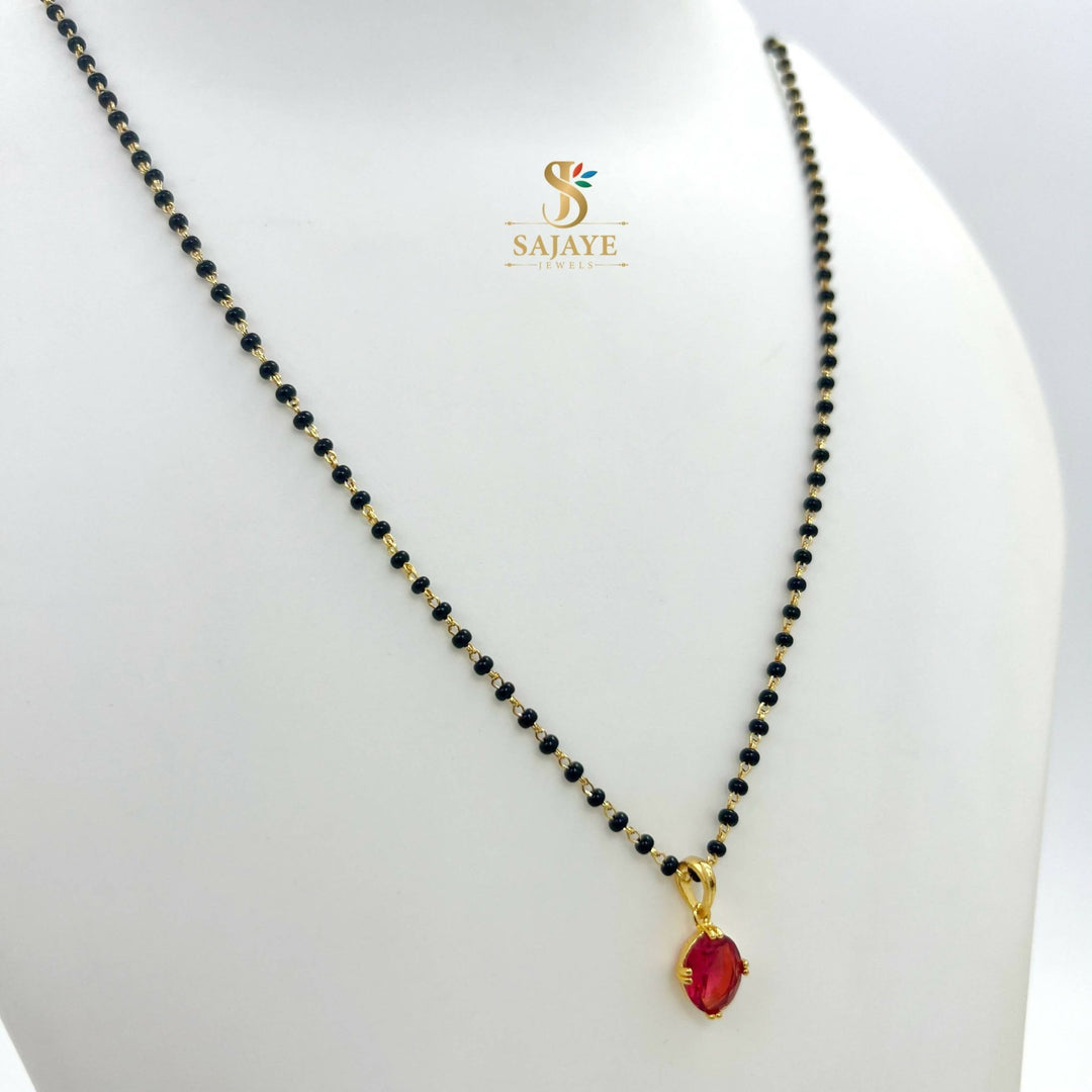 CZ Ruby Black Beads Mangalsutra 1231161
