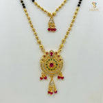 Load image into Gallery viewer, CZ Two Steps Black Beads Mangalsutra 1231151