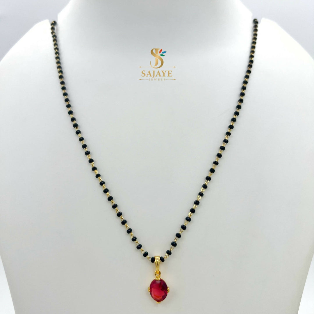 CZ Ruby Black Beads Mangalsutra 1231161