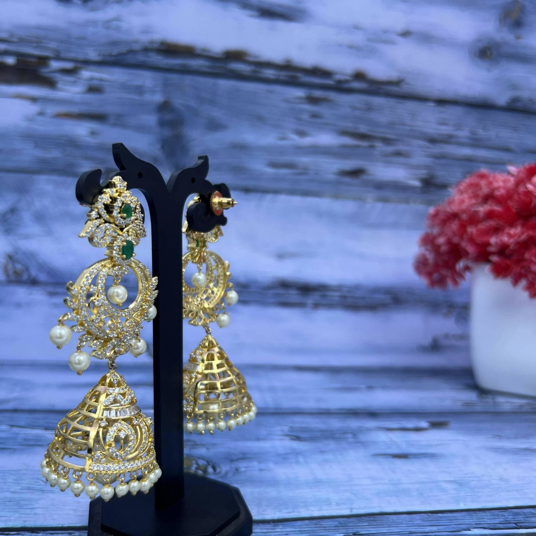 Trendy Chandbali Jhumka Earrings 1231022 - Sajaye jewels