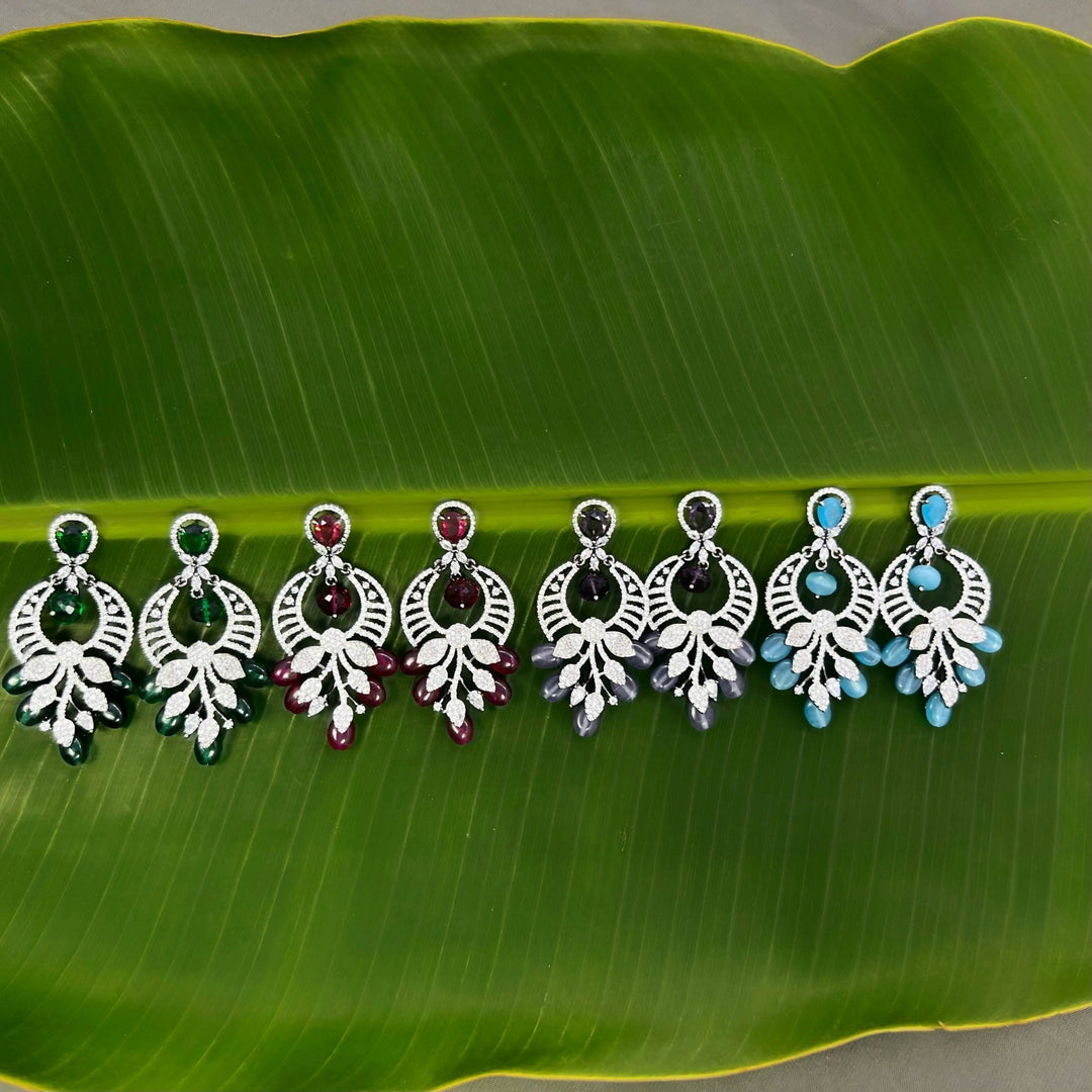 CZ Stone Chandbali Earrings 1230011 - Sajaye jewels