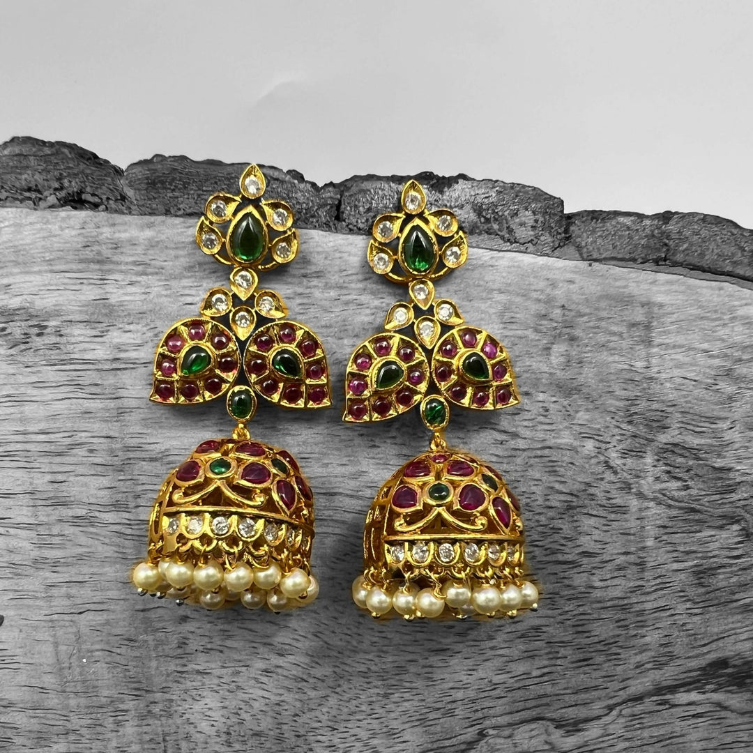 Kempu stone Jhumkas 1230005 - Sajaye jewels