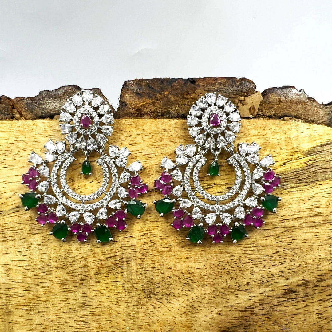 CZ Stone Chandbali Earrings 1230008 - Sajaye jewels