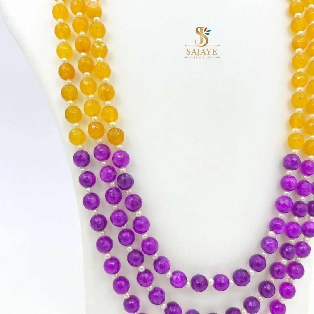 Purple & Yellow Layered Beads Mala 1231211